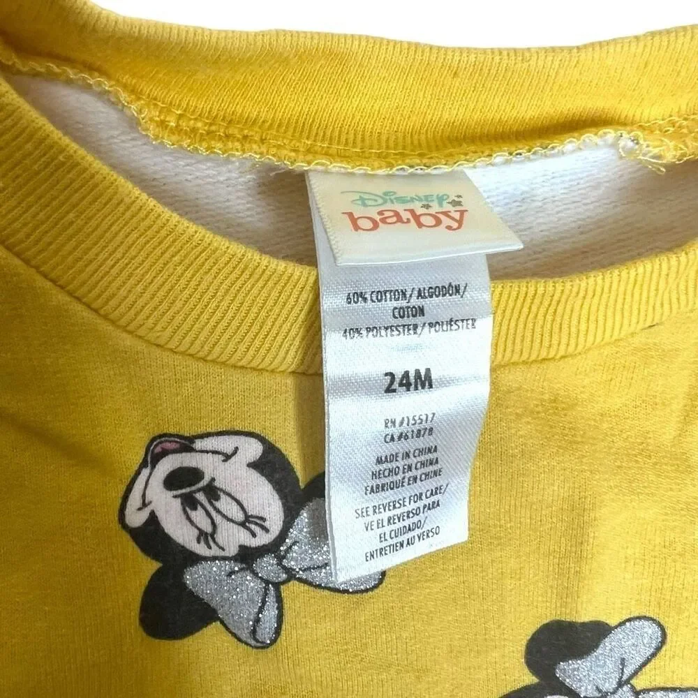 Disney Baby Minnie Mouse Toddler 2-Piece Outfit Set Yellow Size 24M